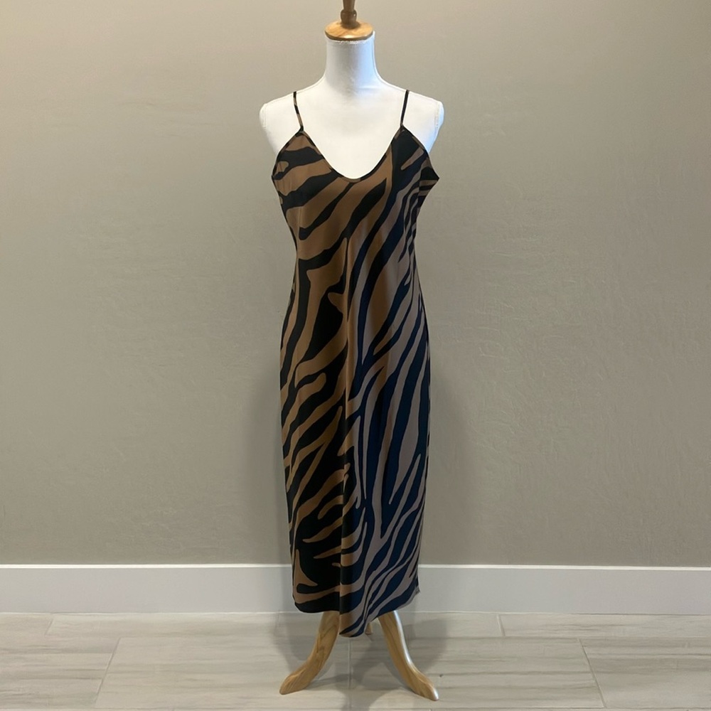 Elegant Zebra Print Slip Dress